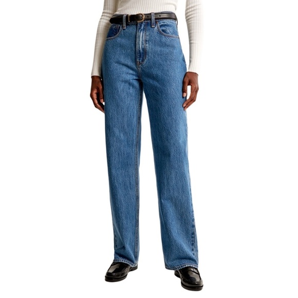 Abercrombie & Fitch Denim - Abercrombie & Fitch Drapey Rigid High Rise Loose Medium Marble Jeans NWT 28/6L